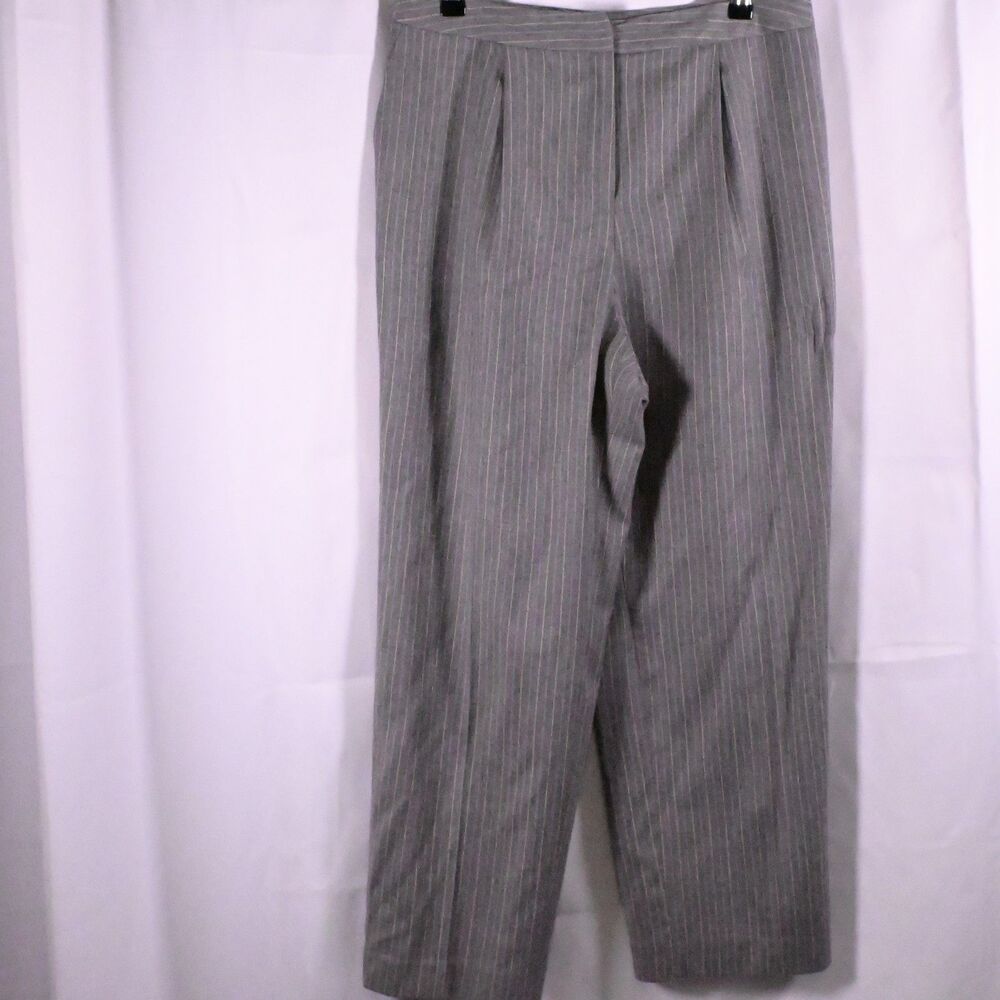 Talbots Gray Pinstripe Wool‎ Blend High Rise Dress Pants Women's 14P 31x26